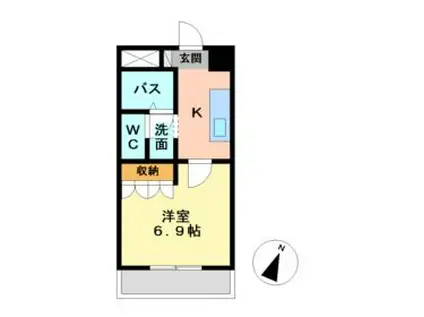 クレディール(1K/1階)の間取り写真