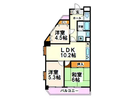 ライオンズマンション府中白糸台(3LDK/7階)の間取り写真