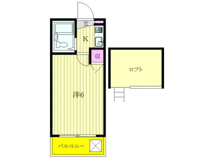 タンデム富岡(1K/2階)の間取り写真