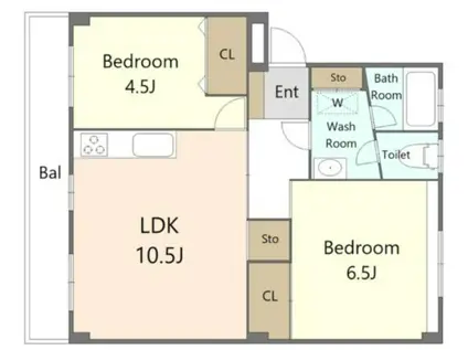 高円寺南マンション(2LDK/3階)の間取り写真