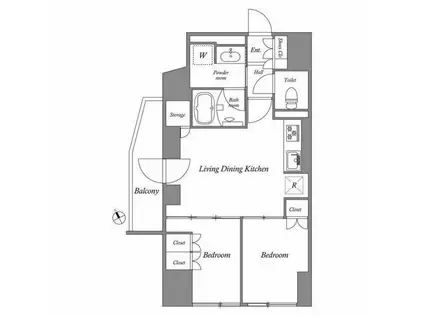 コスモグラシア池田山(2LDK/13階)の間取り写真