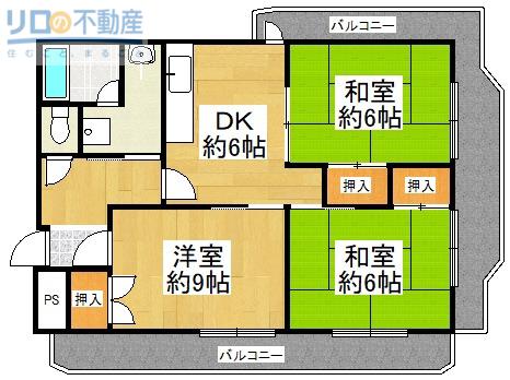 ソレイユ山本(3DK/5階)の間取り写真