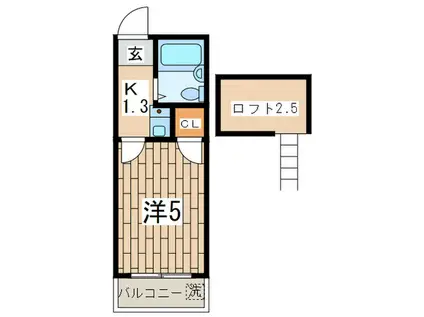 メゾン・アイリスII(1K/2階)の間取り写真