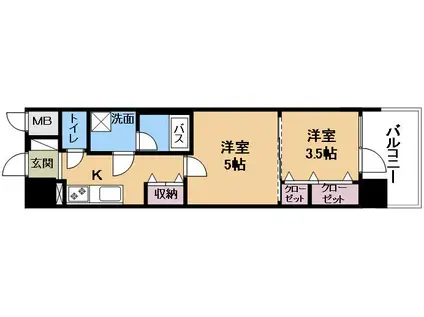 クレアドーレ南草津(2K/8階)の間取り写真