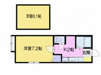 ステージ小樽(1K/2階)の間取り写真