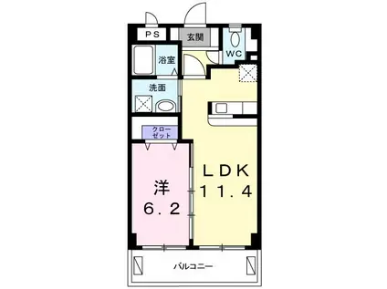 オレンジハウス(1LDK/1階)の間取り写真