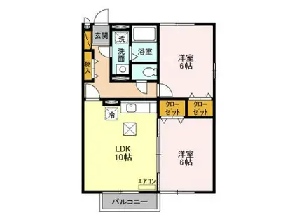 ルミエールダブリュー(2LDK/1階)の間取り写真