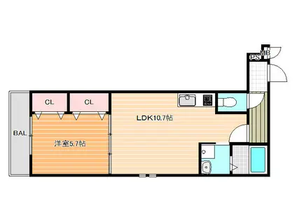 フジパレス教興寺II(1LDK/1階)の間取り写真