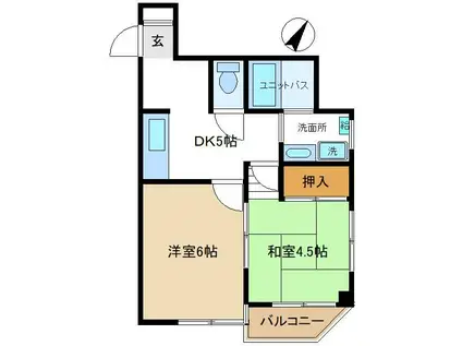 コスモタウン千代田(2DK/5階)の間取り写真