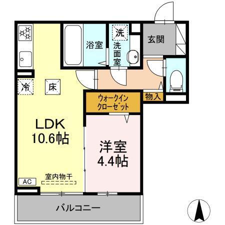 THREE(1LDK/1階)の間取り写真