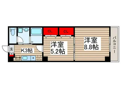 レジデンスカープ茂原(2K/4階)の間取り写真