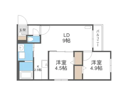 グランデール南郷(2LDK/4階)の間取り写真