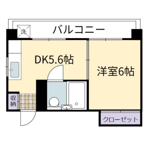 冨永ビル(1DK/5階)の間取り写真