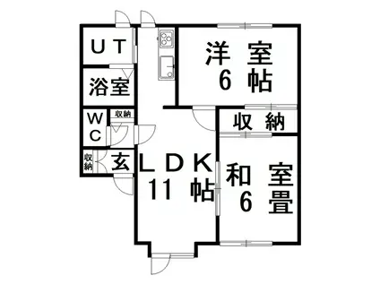 ホープ芦野(2LDK/1階)の間取り写真