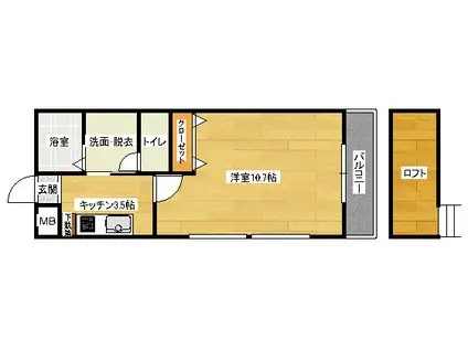 第13平勝ビル(1K/3階)の間取り写真