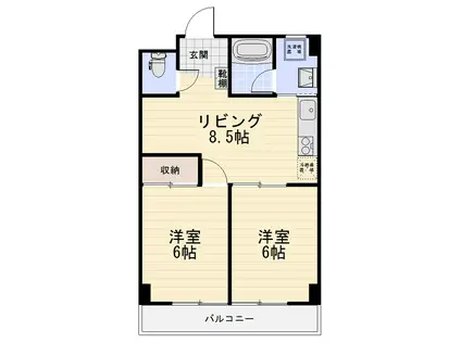 オオトクハイツ(2DK/6階)の間取り写真