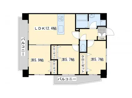 アローネ諏訪町(3LDK/5階)の間取り写真