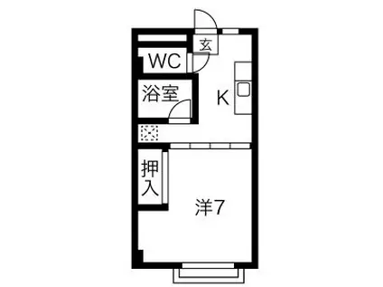 フレンドビル(1K/3階)の間取り写真