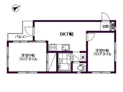 スプリングサンハイム(2DK/2階)の間取り写真