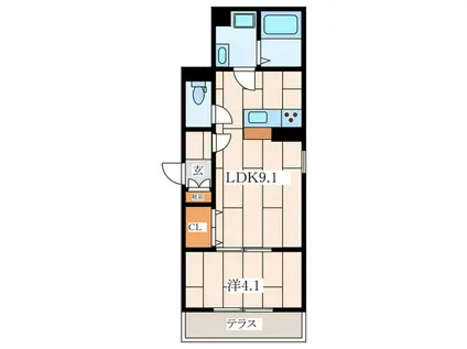 GARDEN MIRAMA(1LDK/1階)の間取り写真