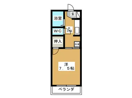 グリーンコーポ西大垣 B(1K/2階)の間取り写真