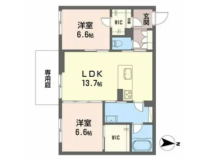 シャーメゾン県庁南A(2LDK/1階)の間取り写真