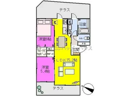 グランドール(2LDK/1階)の間取り写真