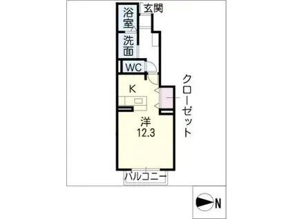 ポルト・プレッソ(ワンルーム/1階)の間取り写真