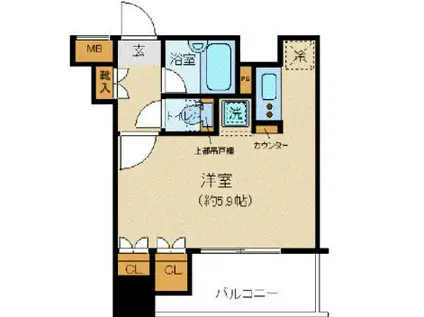 プレール・ドゥーク八丁堀(ワンルーム/6階)の間取り写真