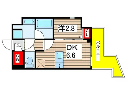 GRAN PASEO亀有(1DK/9階)の間取り写真