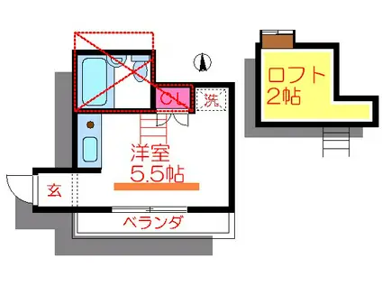 カーサ・ヴェルデ(ワンルーム/1階)の間取り写真