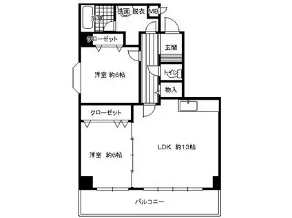 ウィステリア谷町(2LDK/7階)の間取り写真