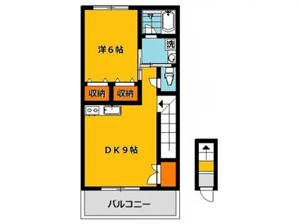 メルパルクハイツ(1DK/2階)の間取り写真