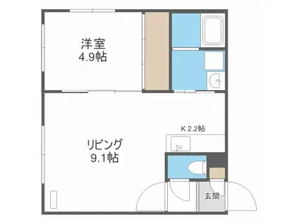 タイタン南郷(1LDK/4階)の間取り写真