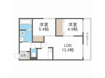 ANGELIC VILLAGE南23条(2LDK/4階)の間取り写真