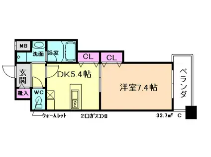 西天満レジデンス(1DK/7階)の間取り写真