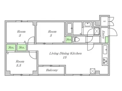 HIT KITATANABE SIX(3LDK/4階)の間取り写真