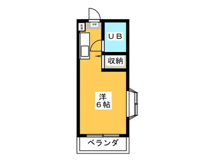 パークサイドB棟(ワンルーム/2階)の間取り写真