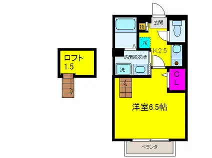 セジュール山添 A棟(1K/2階)の間取り写真