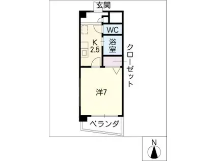 サニーコートII(1K/4階)の間取り写真