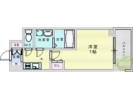 スプランディッドⅡ(1K/6階)の間取り写真