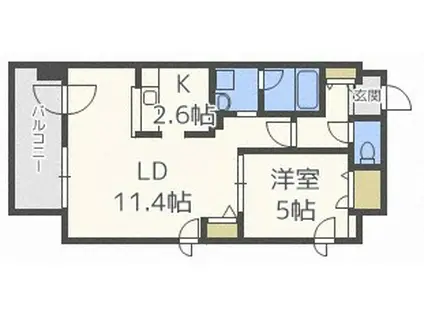 AMABILIS(1LDK/6階)の間取り写真