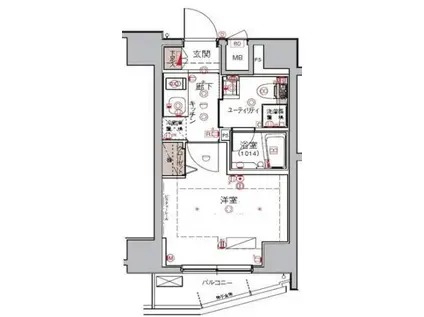 ハーモニーレジデンス大森ウエスト(1K/7階)の間取り写真