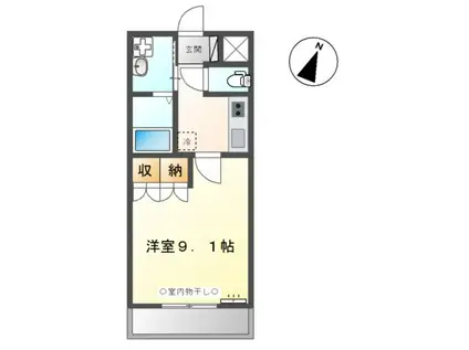 カリーノ桜井II(1K/2階)の間取り写真