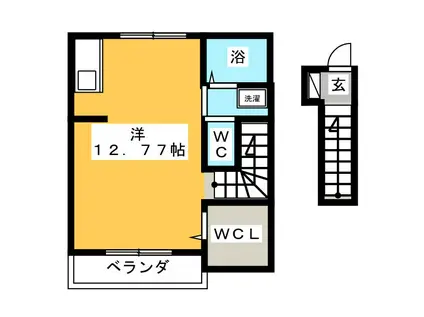 Sカーサ溝ノ口B棟(ワンルーム/2階)の間取り写真