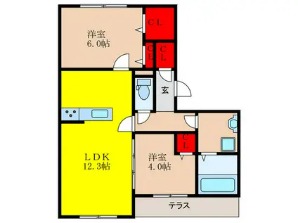 マ・メゾン・プレミール(2LDK/1階)の間取り写真