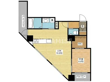 LAHAINA(1LDK/4階)の間取り写真