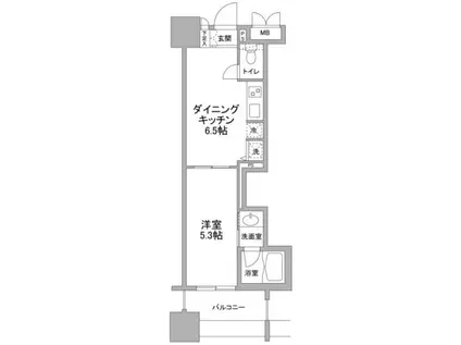 パークフラッツ横濱公園(1DK/5階)の間取り写真
