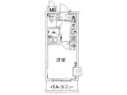パークウェル曙橋駅前(1K/6階)の間取り写真