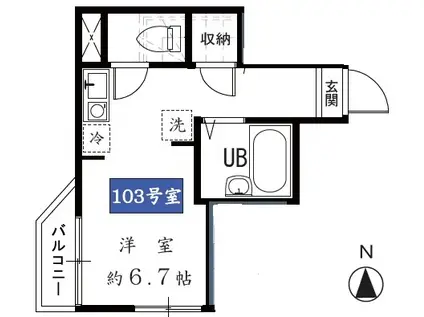 KANON新小岩(1K/1階)の間取り写真